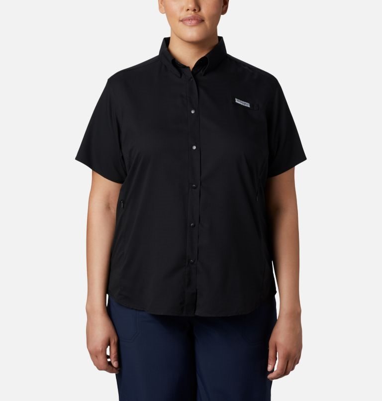 Camasa Columbia PFG Tamiami II Scurte Sleeve Dama Negrii | Plus Size YXQ1A0ZM9